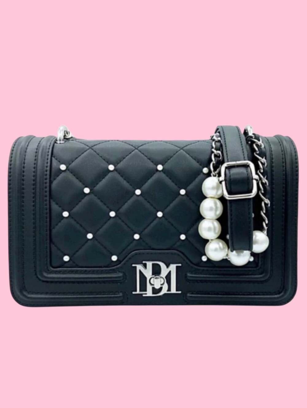Badgley Mischka "BM" Lock With Pearl Accent Crossbody
